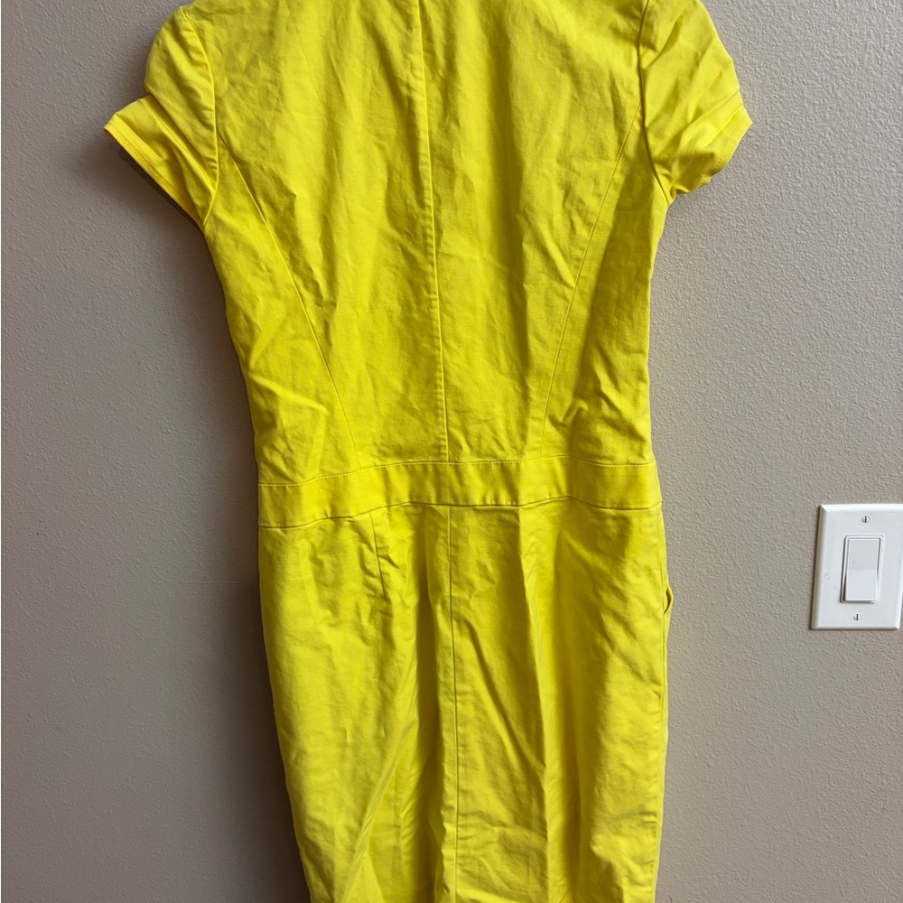 Lafayette 148 Sleeveless Zip Front Collared Midi Dress Yellow Size 2 Office - Picture 5 of 5